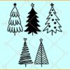 Christmas Tree Svg Bundle, Pine trees silhouette, Christmas tree SVG, swirly Christmas tree svg