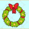 Christmas round wreath svg, Christmas floral SVG, Mistletoe wreath svg
