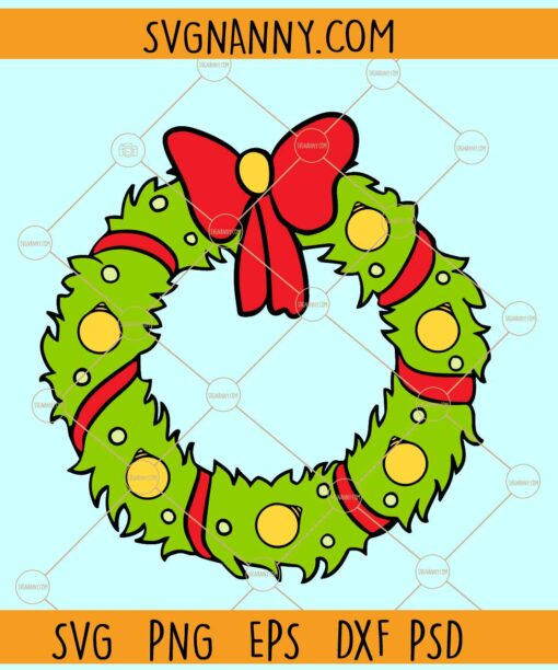 Christmas round wreath svg, Christmas floral SVG, Mistletoe wreath svg