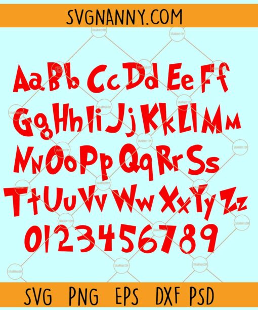 Grinch font SVG, Grinch letters SVG, Grinch numbers SVG, Christmas font SVG