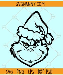 Grinch face SVG, Grinch outline SVG, Grinch SVG PNG DXF Cut Files