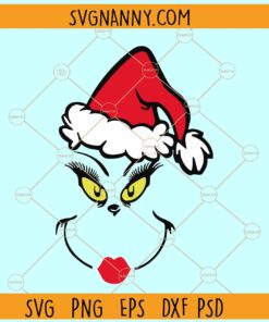 Mrs Grinch with Santa hat SVG, Mrs Grinch svg, Mrs Clasus svg