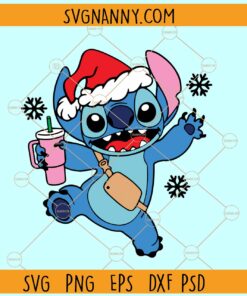 Stitch with Stanley tumbler Christmas SVG, Christmas Stitch SVG