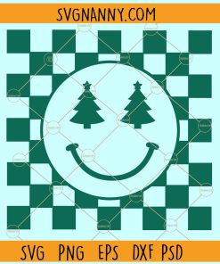 Where Checkered Smiley Face Christmas Tree SVG, Christmas Tree SVG, Funny Christmas SVG