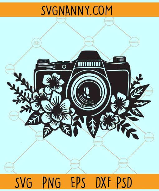 Floral Camera SVG, Floral Camera Clipart SVG, Photography Svg, Camera Svg