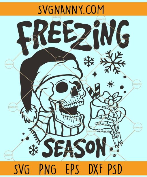 Freezing season skeleton svg, Freezing Season Svg, Santa Skull Christmas Svg, Christmas skeleton SVG