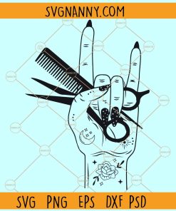 Hairstylist rock hand SVG, Hair Hustler SVG, Hair Stylist SVG, Rock Sign Tattoo Svg