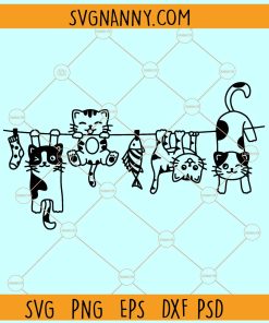 Hanging cats SVG, Hanging Funny Cats Svg, Funny Laundry Svg