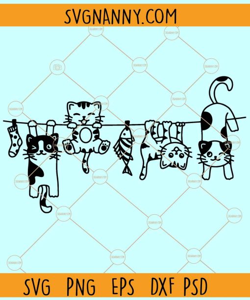 Hanging cats SVG, Hanging Funny Cats Svg, Funny Laundry Svg