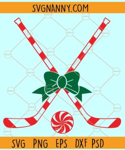 Hockey Christmas SVG, Christmas Hockey SVG, Candy Cane Hockey Stick SVG