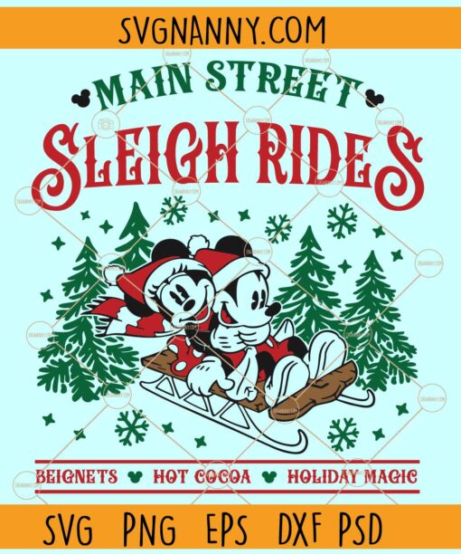 Main Street Sleigh Rides SVG, Disneyland Christmas svg, Christmas Disneyland Family trip SVG,
