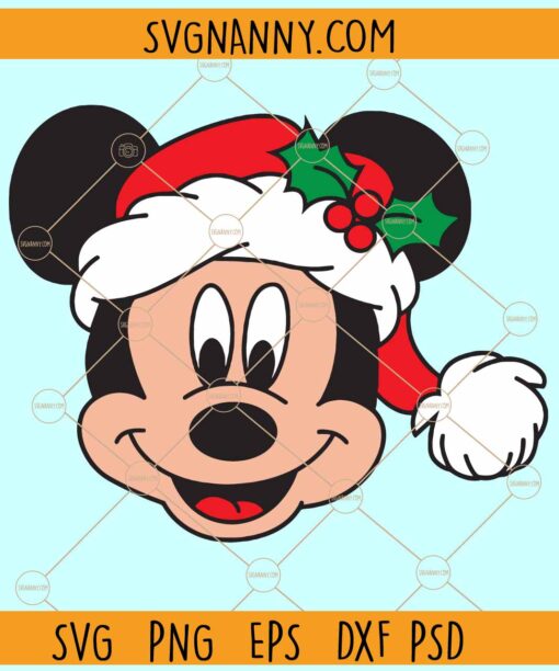 Mickey Santa Hat SVG File, Mickey Mouse Christmas SVG, Disney Merry Christmas SVG