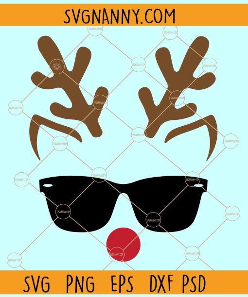 Reindeer face with sunglasses SVG, Christmas Deer SVG, Christmas Décor SVG