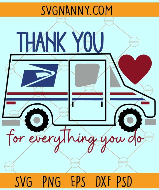 Thank You mail delivery SVG, Thank You truck Svg, Postal Worker svg, Mail Carrier svg