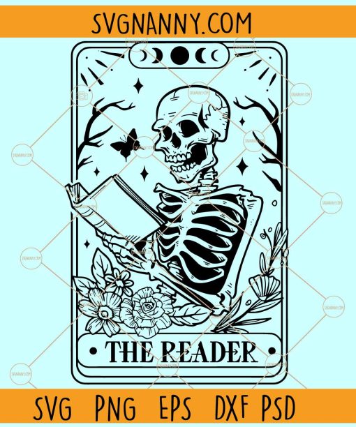 The reader tarot card SVG, The Reader SVG,  Tarot Card SVG, Skeleton Tarot Card SVG