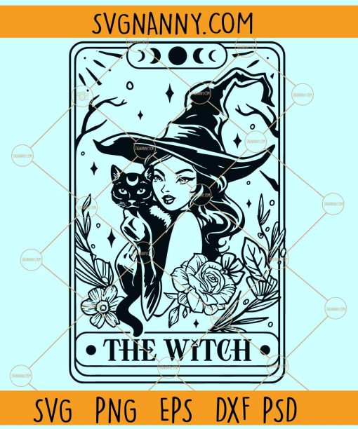 The witch tarot SVG, The Witch SVG, Tarot Card SVG, Witch And Cat Tarot SVG