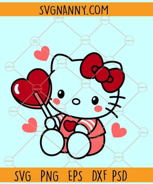 Hello Kitty Valentine SVG, Kitty with Valentine Candy svg, Sanrio Valentine svg, cupid hello Kitty svg