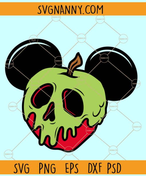 Poison apple Disney svg, Snow White apple svg, Poison apple Mickey ears svg, Disney apple SVG cut files