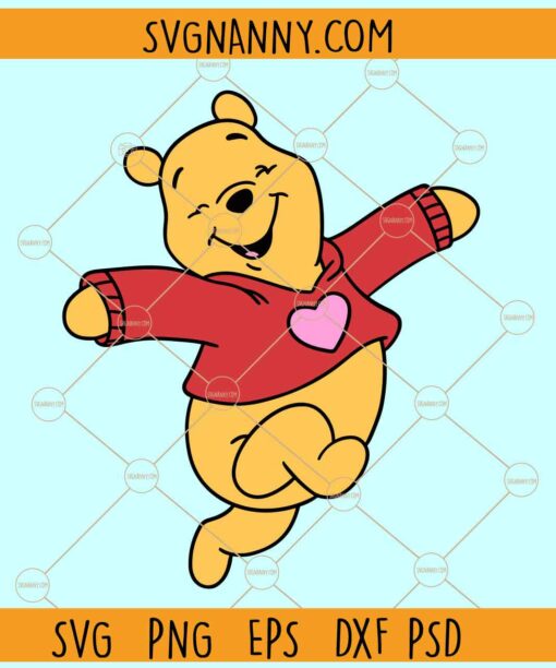 Valentine Winnie the Pooh svg, Winnie Pooh love SVG, Valentine bear SVG