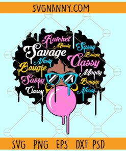 Afro Woman affirmative words SVG, black woman affirmation svg, savage drip afro woman svg