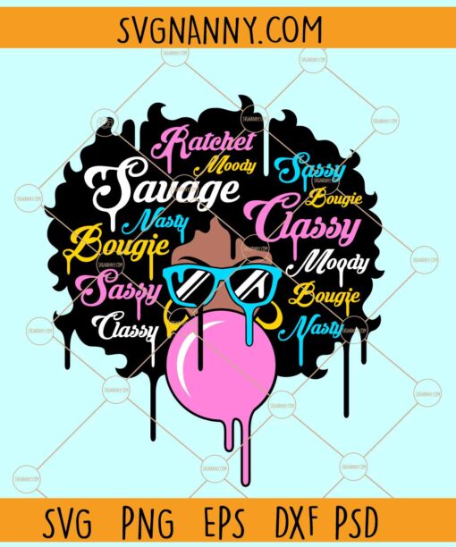 Afro Woman affirmative words SVG, black woman affirmation svg, savage drip afro woman svg