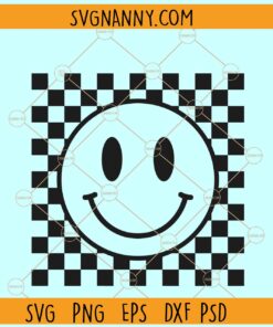 Checkered smiley face SVG, retro happy face SVG, Checkered svg