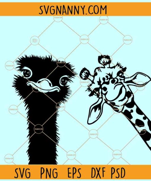 Funny animals peeking svg, peeking ostrich svg, peeking giraffe svg