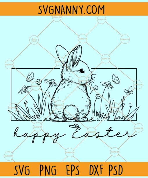 Happy Easter Bunny svg, Easter bunny SVG, cute floral bunny svg