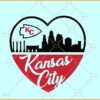 KC Chiefs Skyline Heart SVG, Kansas City Football Skyline SVG, KC Chiefs skyline SVG