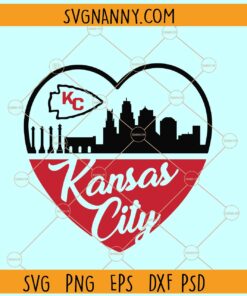 KC Chiefs Skyline Heart SVG, Kansas City Football Skyline SVG, KC Chiefs skyline SVG