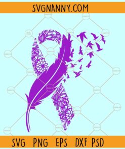 Pancreatic cancer purple ribbon SVG, Cancer awareness svg, Pancreatic cancer svg