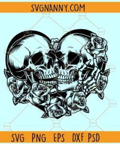 Skull and roses lovers SVG, skull lovers svg, skull heart with roses svg