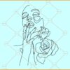 Woman flower line art SVG, woman face line art svg, Floral line face svg