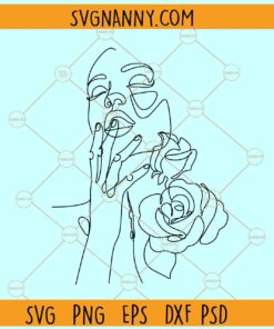 Woman flower line art SVG, woman face line art svg, Floral line face svg