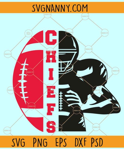 KC Chiefs Half Football Player SVG, Kansas City Football SVG, Chiefs football svg