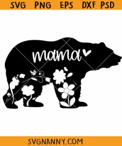 Mama bear with flowers svg, mama bear floral svg, floral mama bear svg, Mothers day svg