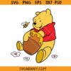 Winnie Pooh eating honey SVG, baby Winnie Eating honey SVG, Winnie the Pooh honey SVG
