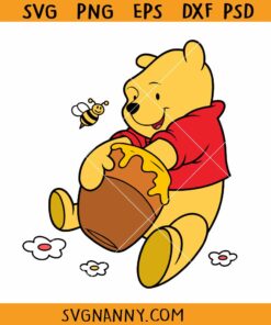 Winnie Pooh eating honey SVG, baby Winnie Eating honey SVG, Winnie the Pooh honey SVG