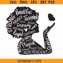 Black Woman positive affirmation svg, Black Woman butterfly svg, afro woman svg