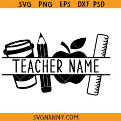 Custom teacher name svg, Teacher Name Frame Monogram svg, Teacher split name frame svg