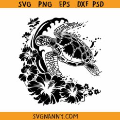 Floral Turtle SVG, sea turtle flowers svg, Turtle with flowers svg