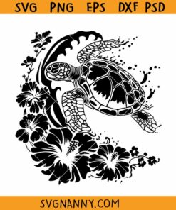 Floral Turtle SVG, sea turtle flowers svg, Turtle with flowers svg