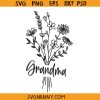Grandma wildflowers SVG, Grandma Mothers day svg, nana svg, Grandma SVG