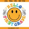 Hello first grade smiley face SVG, Hello First Grade SVG, Back to School svg, Retro Smiley Face svg