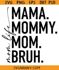 Mama Mommy Mom Bruh SVG, Funny Mom SVG, Motherhood SVG, Mom Life Shirt Design