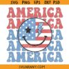 Retro America smiley face SVG, 4th of July smiley face SVG, Patriotic SVG