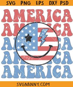 Retro America smiley face SVG, 4th of July smiley face SVG, Patriotic SVG