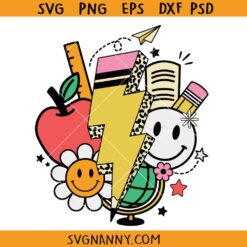 School Supplies SVG, Back to school SVG, teacher shirt Svg, Pencil lightning bolt svg