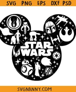 Galaxy Wars Collage Mouse svg, Star Wars Mickey head svg, Mickey Star Wars svg