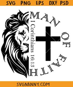 Man of Faith lion face SVG, man of faith cross svg, Christian shirt svg